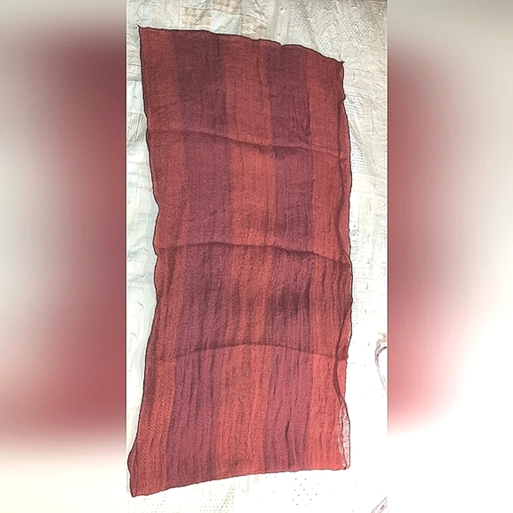 Red & Rust Linen Scarf